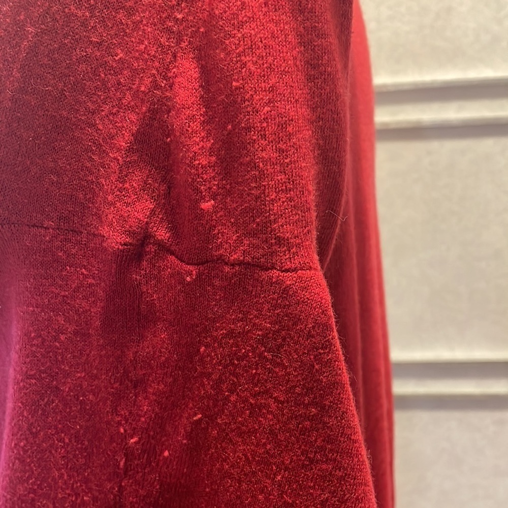 *Red Talbots V Neck Sweater With Ruffle Size 2XL Plus - Picture 6 of 9